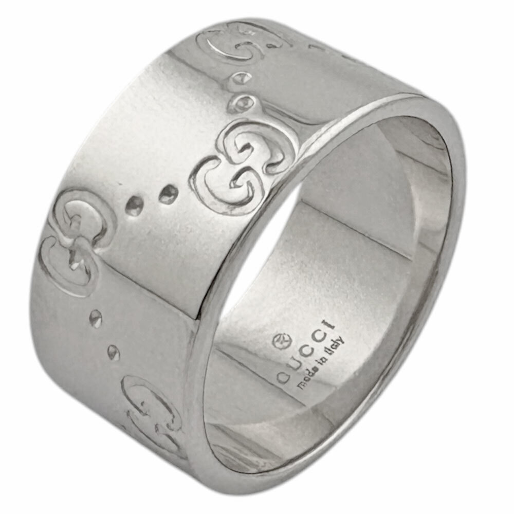 Gucci Icon Wide Ring, 18K White Gold, Women's, Pre-owned.